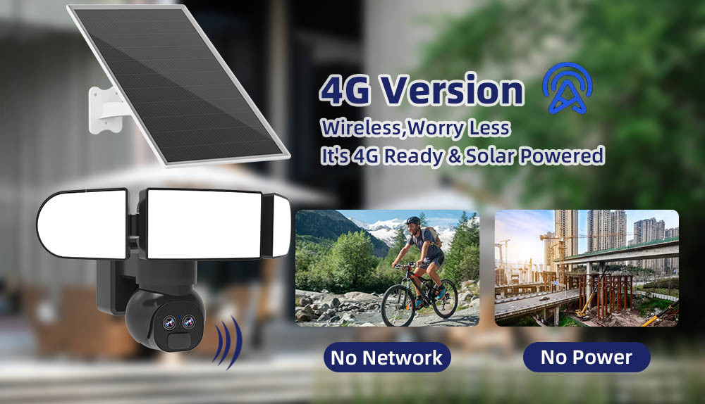 Black Solar Dual Linkage Cameras Human Motion Tracking Support 1500 Lumens