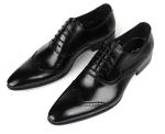 Office Black Leather Dress Shoes Waterproof , Pointed Toe Mens Handmade Leather