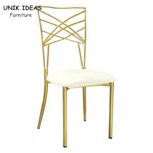 Quality Gold Chameleon Banquet Wedding Chair Stackable Luxury Metal Cross Back wholesale