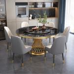 Banquet Halls / Villas Round Counter Height Marble Dining Table For 6