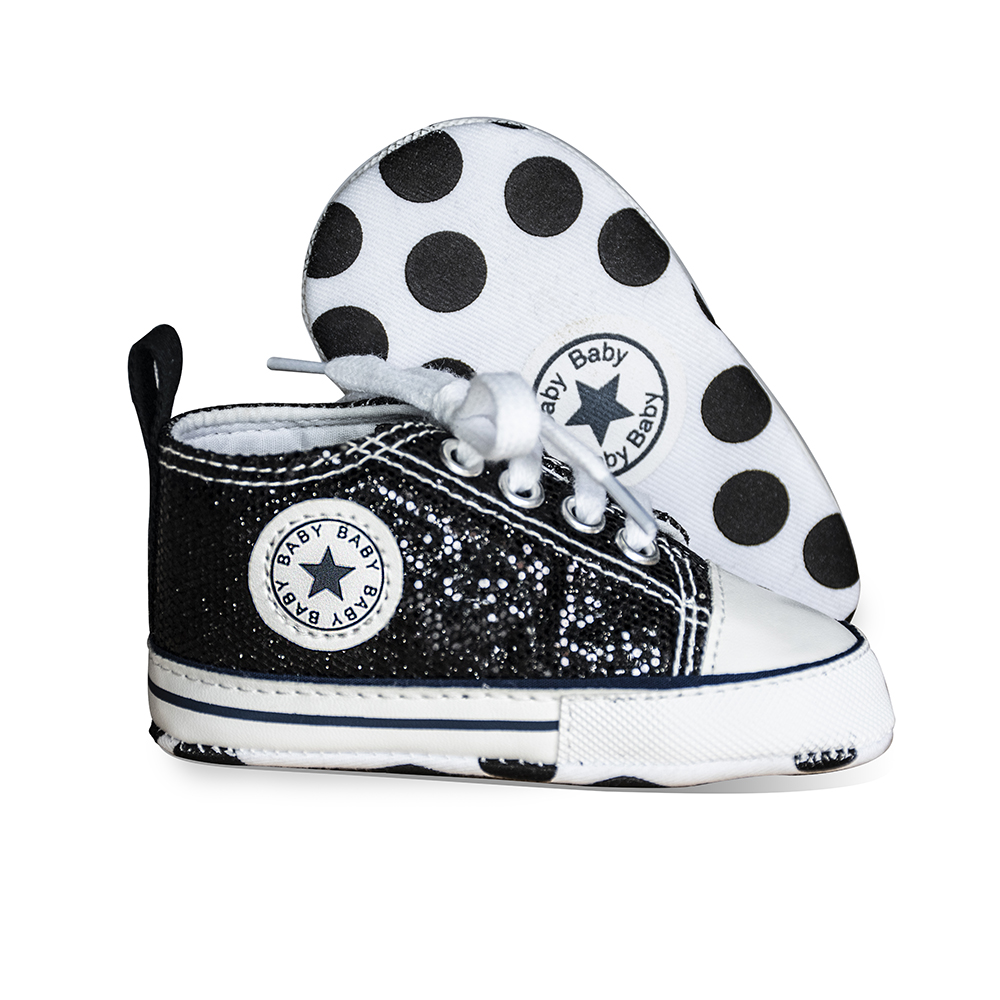 New style fashion Canvas black Sequin infant crib baby shoes boy