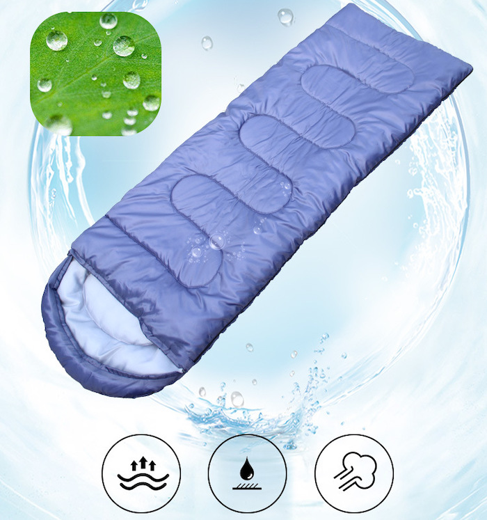 Blue Waterproof 190T Polyester Outdoor Mountain Sleeping Bag 210*75CM