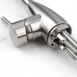 Single lever stainless steel kitchen mixer with long spout