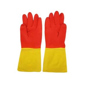 Quality Red Yellow Latex Industrial Bicolor Glove 30-32CM Chemical Resistance wholesale