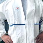 Sf Microporous Film Sms White Protective Coverall Bound Seams Taped Disposable