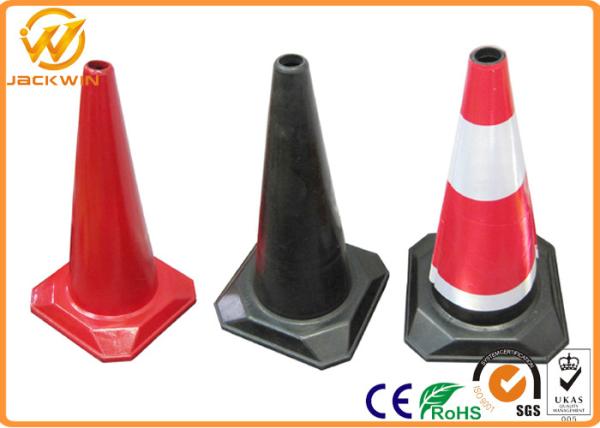 Heavy Duty Rubber Reflective Traffic Safety Cones Red Black Waterproof 70 cm