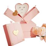 Jewellery Ring Necklace Pink Gift Festival Gift Boxes Packaging Double Heart