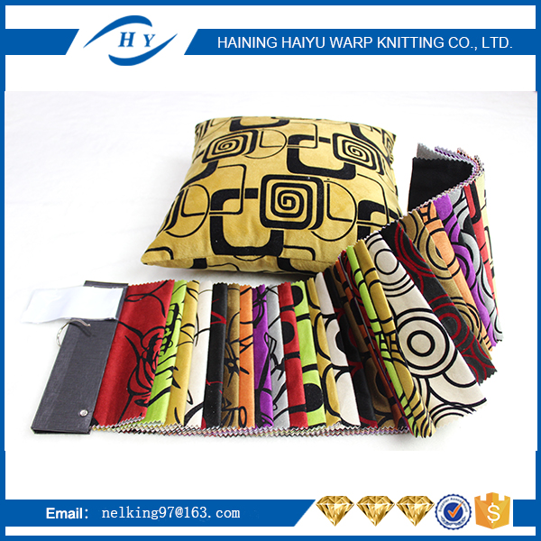 Home decorate geometric upholstery 100 polyester flocked velboa plush fabric with high quality