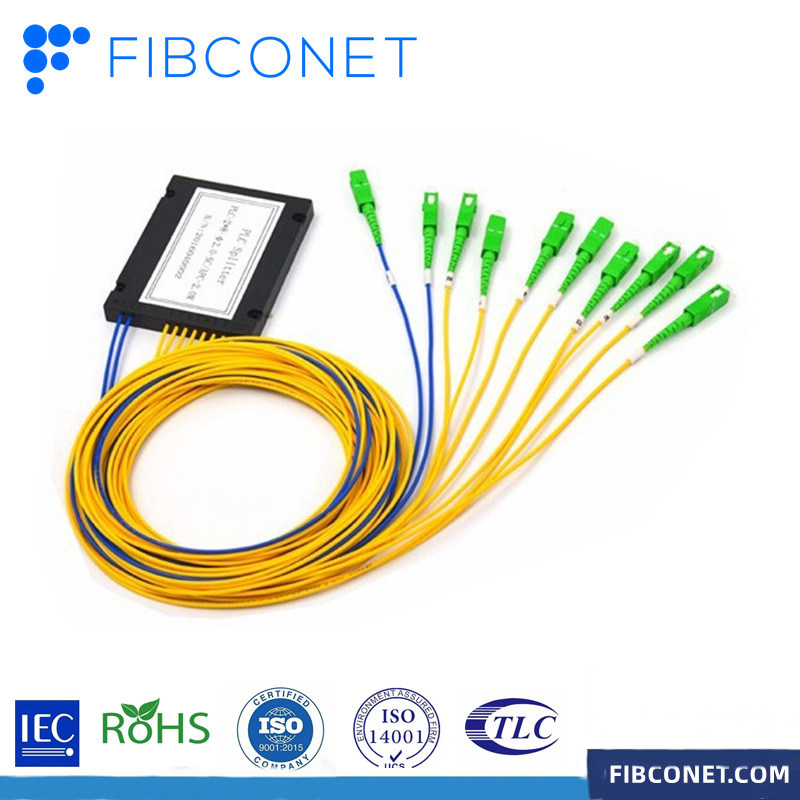 1x16 PLC splitter FTTX with ABS plastic box type and SC LC FC ST APC UPC PC connector