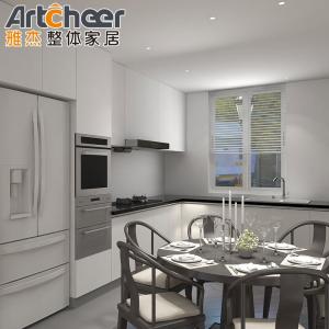 Quality Durable Prefabricated Solid Wood Shaker Style Kitchen Cabinets With Radius Beveled Edge Countertop wholesale