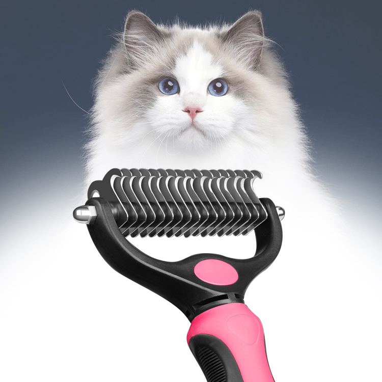Pet Grooming Comb Portable Double Side SheddingSelf Cleaning Slicker Cat Reusable Dog
