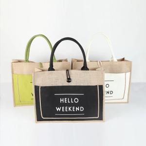 Quality OEM Customized Printing Waterproof Reusable Jute Tote Bags wholesale