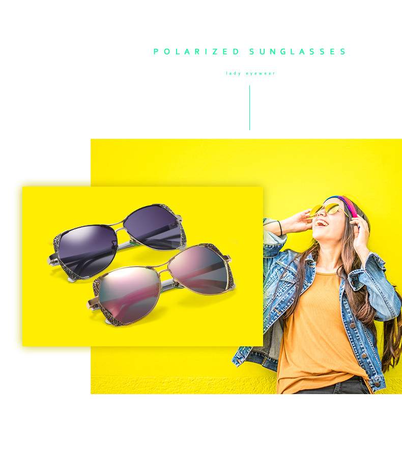 UV400 TAC Retro Metal Polarized Sunglasses 60MM Lens Frame Engraving