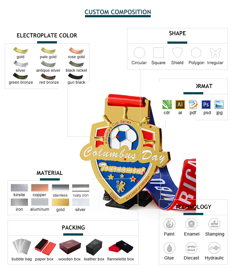 Custom Sports Medal Swimming Soccer Football Taekwondo Crystal Medals