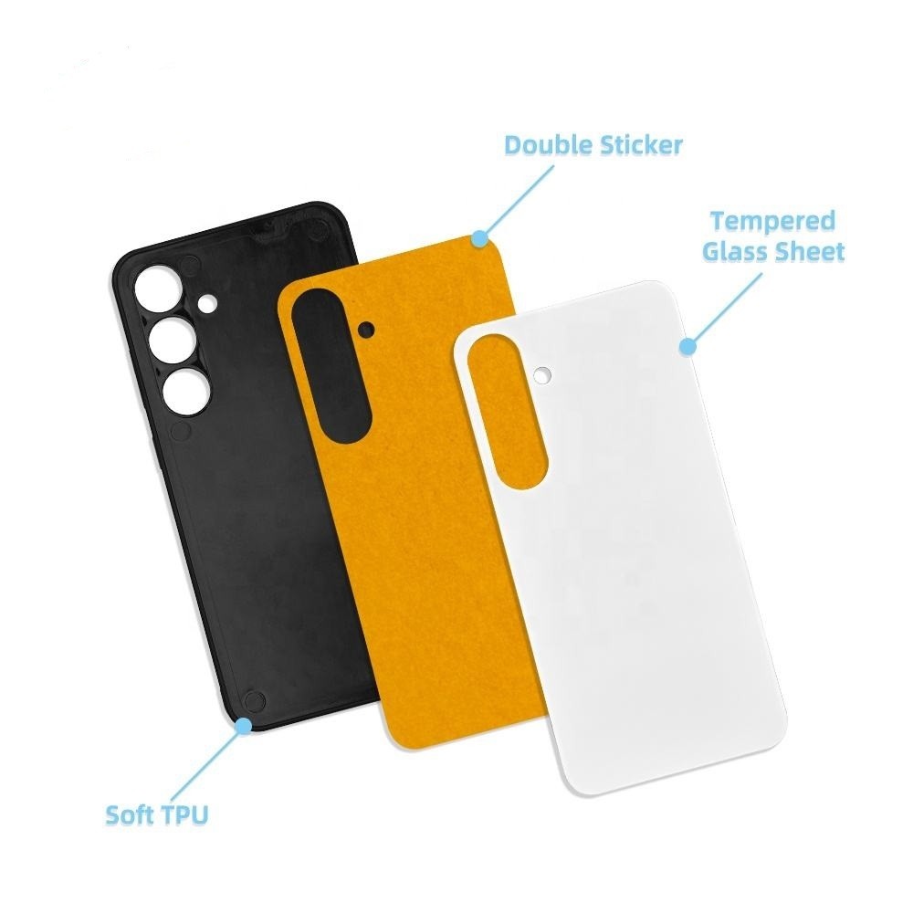 Tempered Glass 2D Sublimation Phone Case for SamSung S24 Plus Ultra Plain Design Style