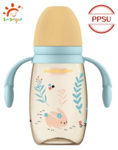 Quality 240ml 300ml PP Baby Bottle With Double Handle Shock Resistant wholesale