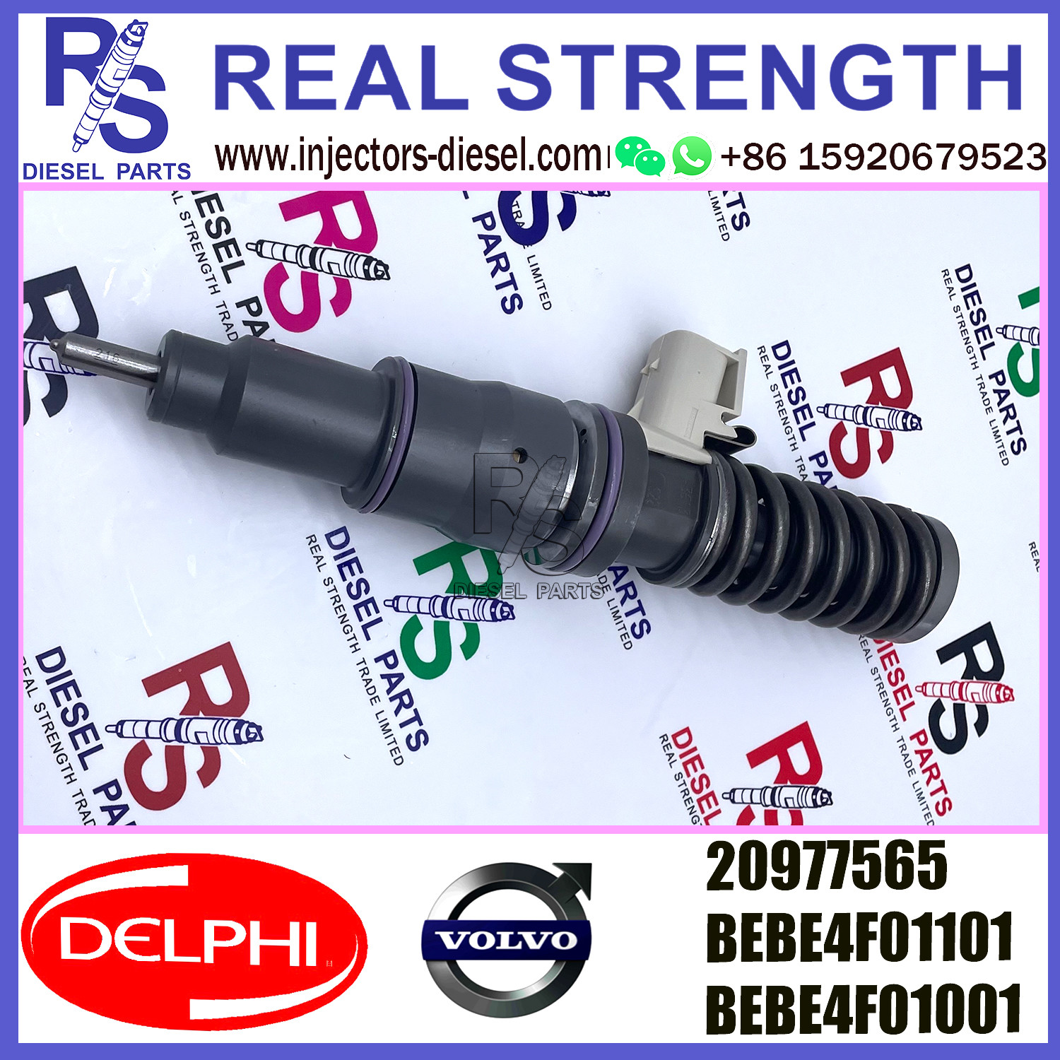 DELPHI 4pin 20977565 BEBE4F01101 Diesel pump Injector V-O-L-V 20977565 BEBE4F01101 BEBE4F01001 E3.3 for V-O-L-V MD13 US07