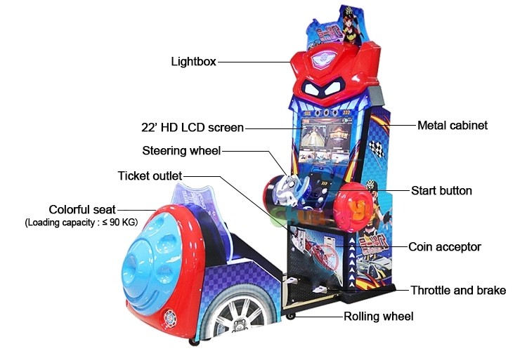 275 W Racing Arcade Machine , Amusement Coin Operated Crazy Car Driving Simulator