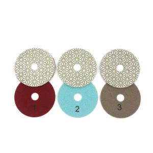 Quality 4 inch 3 Steps Concrete Polishing Tools Abrasive Pad 3mm Resin Thickness wholesale