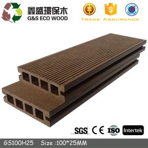 Quality Brown 100 X 25mm Natural Wood Grain Wpc Decking Floor Grey Hollow Composite Decking wholesale