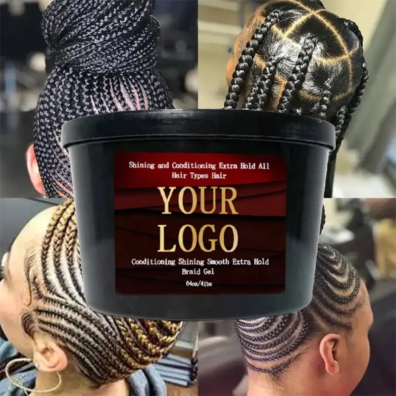 black hair firm hold water based long-lasting clear color no label custom logo strong hold edge control for 4c hair