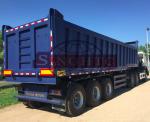 25 - 35m3 Steel End Dump Trailers , 60 Tons Tipper Semi Trailer 12 / 16 Tyre