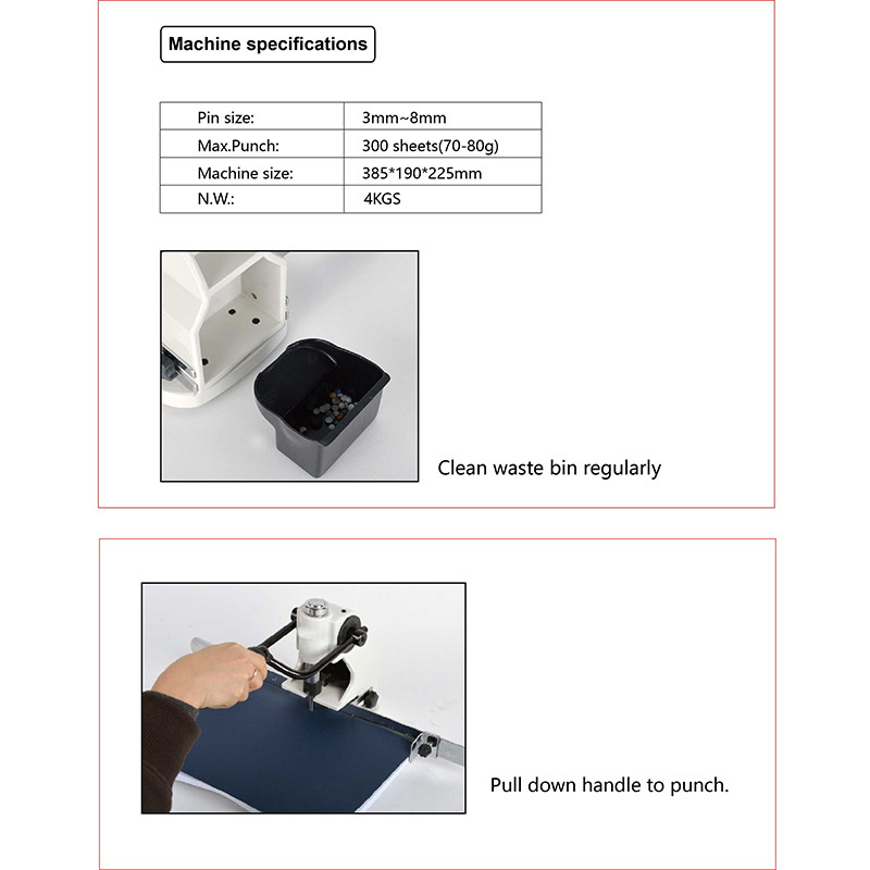 300 Sheets 4mm Single Hole Paper Punching Machine For Spiral Binding