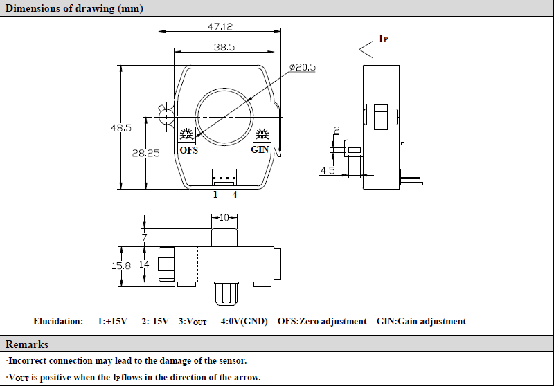 Split Core Open Loop Current Transducer , Hall Effect Current Sensor 100A