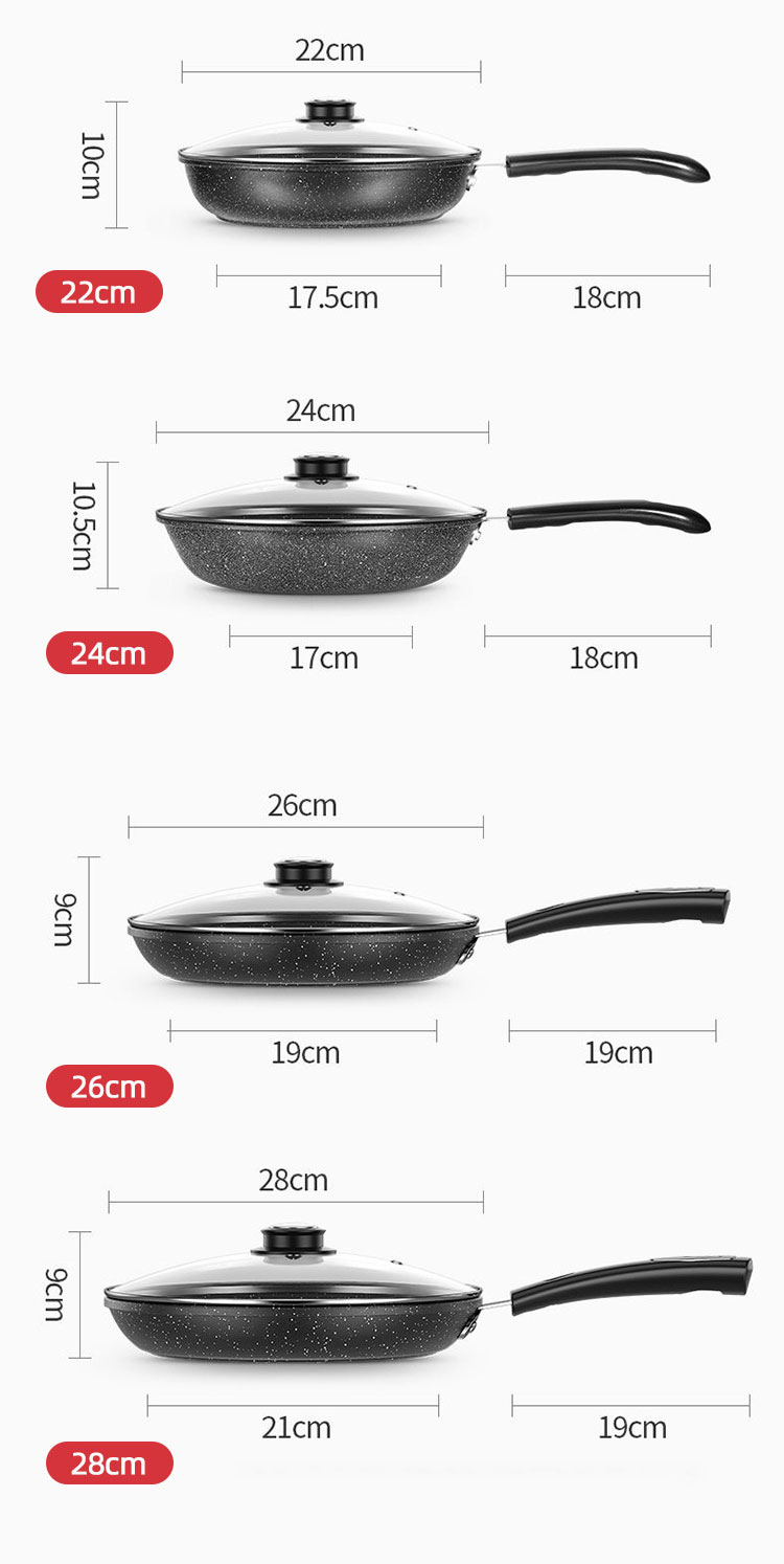 Factory Direct Sale Thickened Black Iron Cooking Frying Pan Medical Stone Nonstick Fry Pan With Lid
