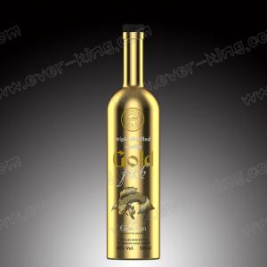 Quality Round Vodka Electroplated Glass Crystal Bottle 500ml With Stopper wholesale
