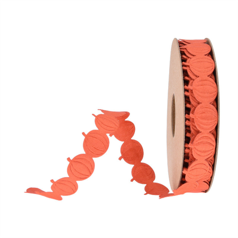 18mm*15y Ultrasonic Pumpkin Wired Ribbon For Halloween Decoration