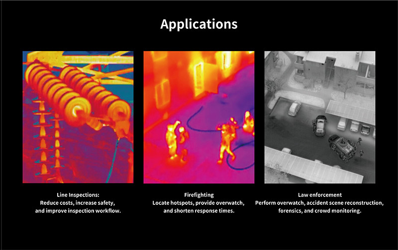 Long Time Fire Brigade Drone Security Patrol Drone 640x512 Thermal Imaging Camera PTZ HX640T-P