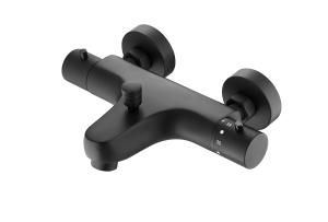 Quality Matt Black Bath Shower 38 Degrees Thermostatic Faucet Dual Handle wholesale