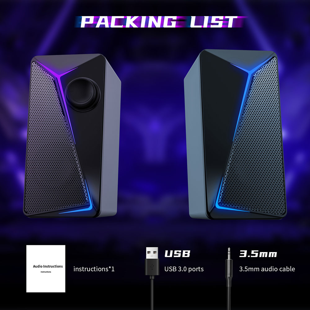 Plastic Cabinet 2.0 Desktop Multimedia Portable Speaker for PC Laptop USB Gaming Computer