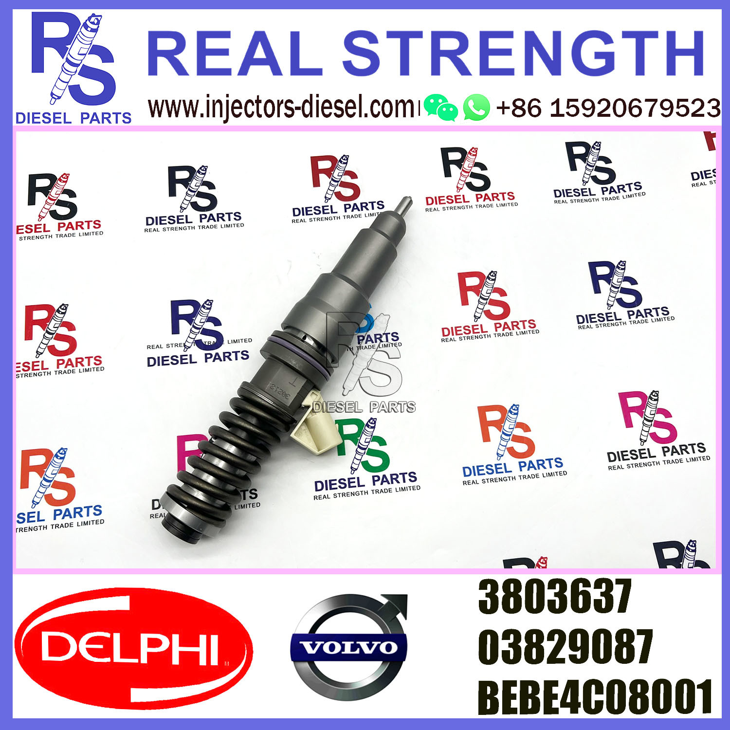 DELPHI 2pin injector 3803637 03829087 BEBE4C08001 Diesel pump Injector V-O-L-V BEBE4C08001 E1 for 16 LITRE INDUSTRIAL
