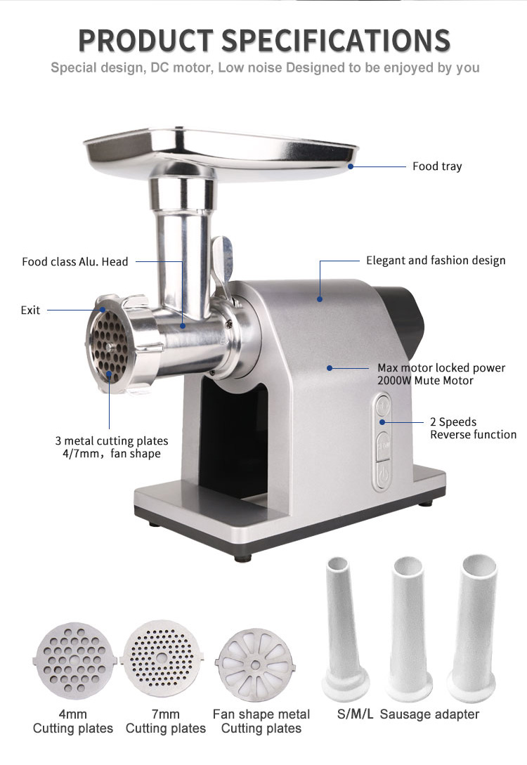 2000W high capacity meat grinder food cutter industrial or commercial use