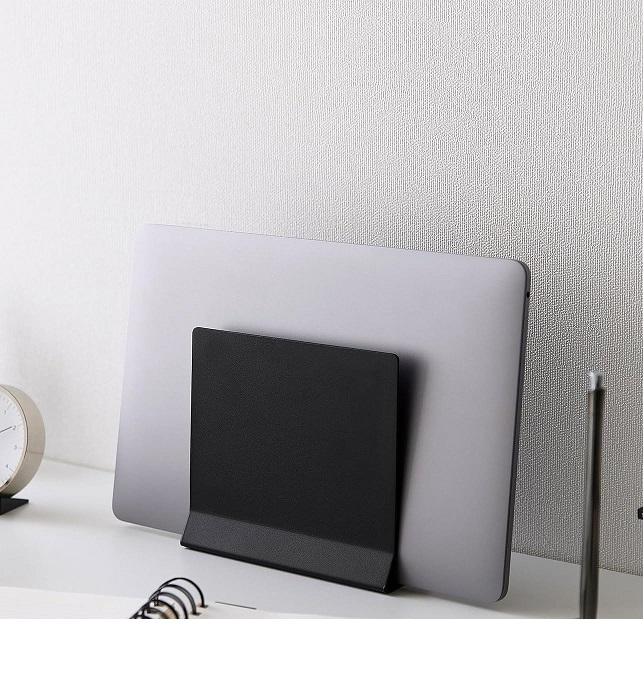 Perfect Standing Desk Laptop Storage Rack Metal Slim Laptop Stand Black Tower Organizer