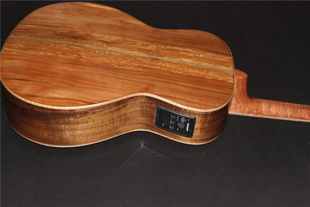 AAAA all Solid imported apple wood OM body style acoustic electric guitar