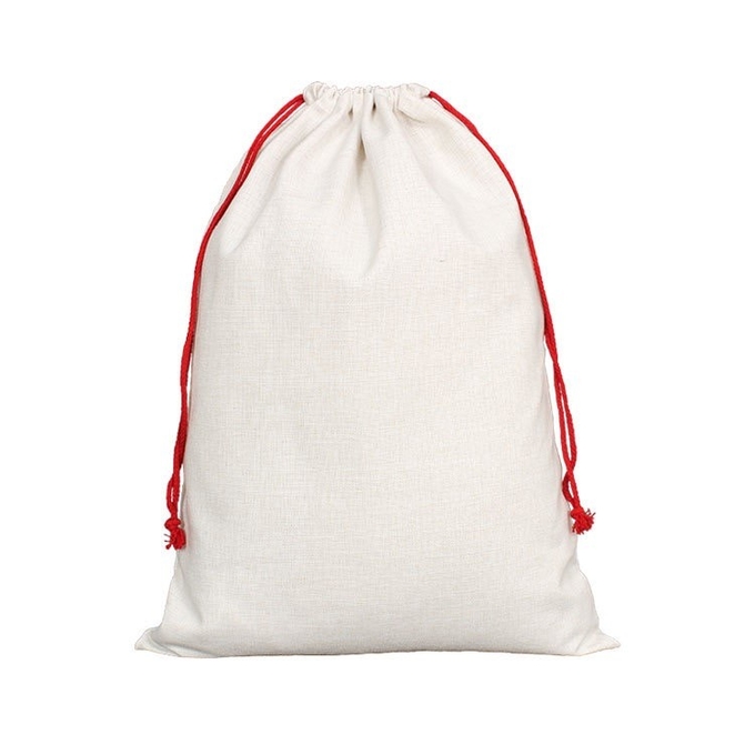 DIY Custom Blank Linen Christmas Drawstring Bags For Sublimation Printing