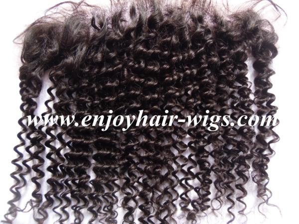 Peruvian virgin remy hair lace frontal 13''x4'' ,natural color curly hair 10''