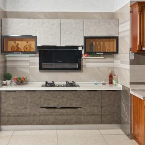Quality Interior Nordic Style Modular Kitchen Cabinets Quartz Stone Counter Top wholesale