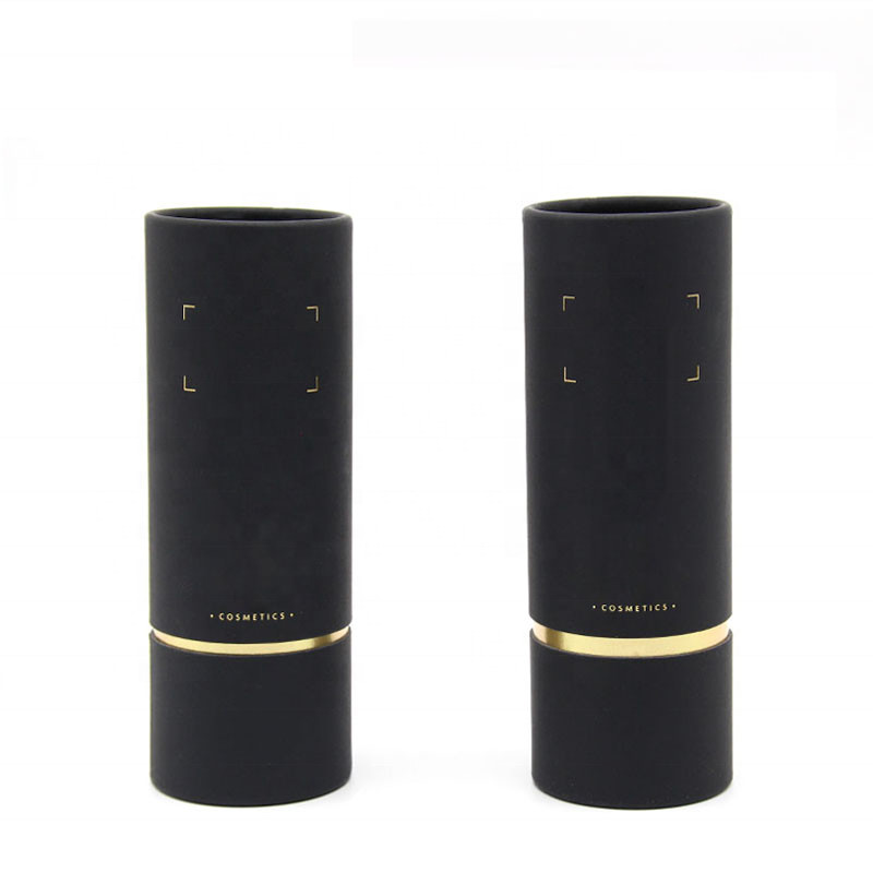 Black Cardboard Perfume Tube Packaging Bronzing Round Container for Cosmetic Bottles