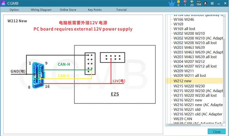 CGDI MB with Full Adapter including EIS Test Line + ELV Adapter + ELV Simulator + AC Adapter + New NEC Adapter Get