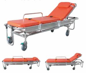 Quality Stainless Steel Foldable Multifunctional Hospital Emergency Ambulance Patient Stretcher Trolley With Four Wheels wholesale