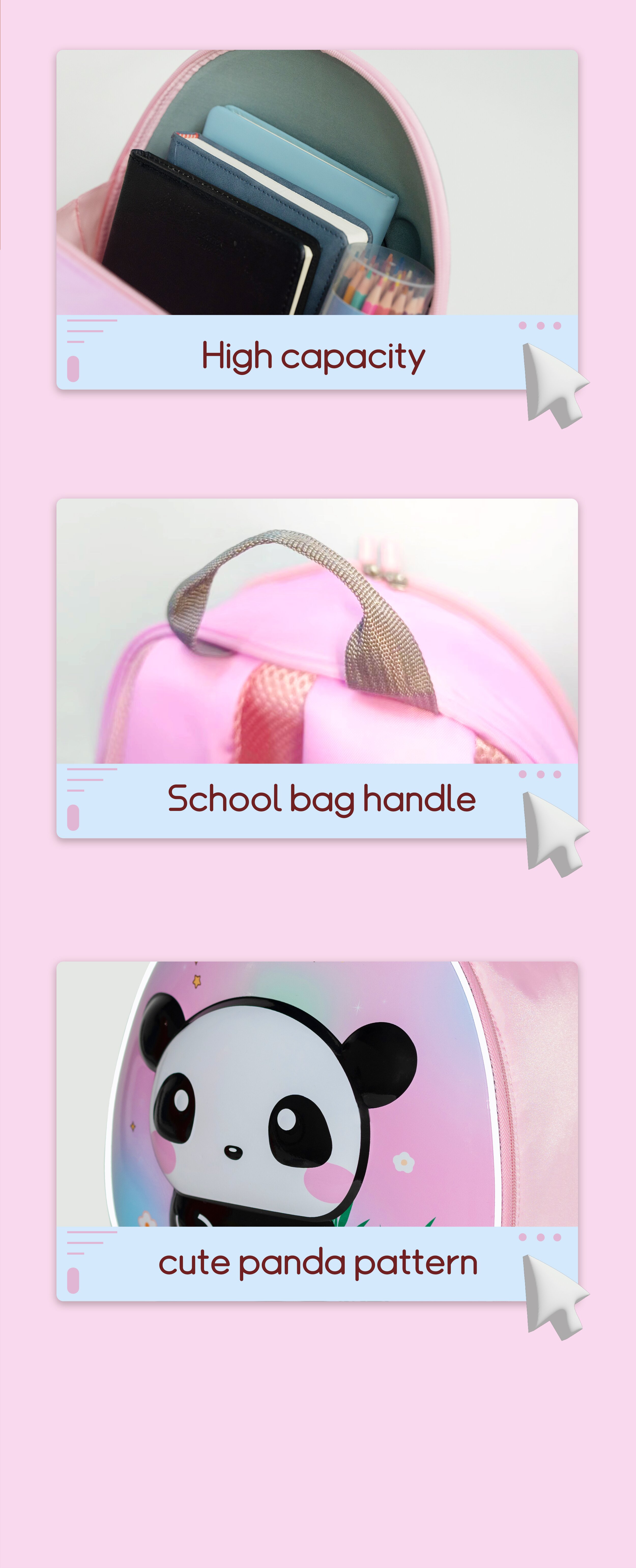 Panda Kindergarten Cute Preschool Backpacks Toddlers Personalised Childrens Backpack