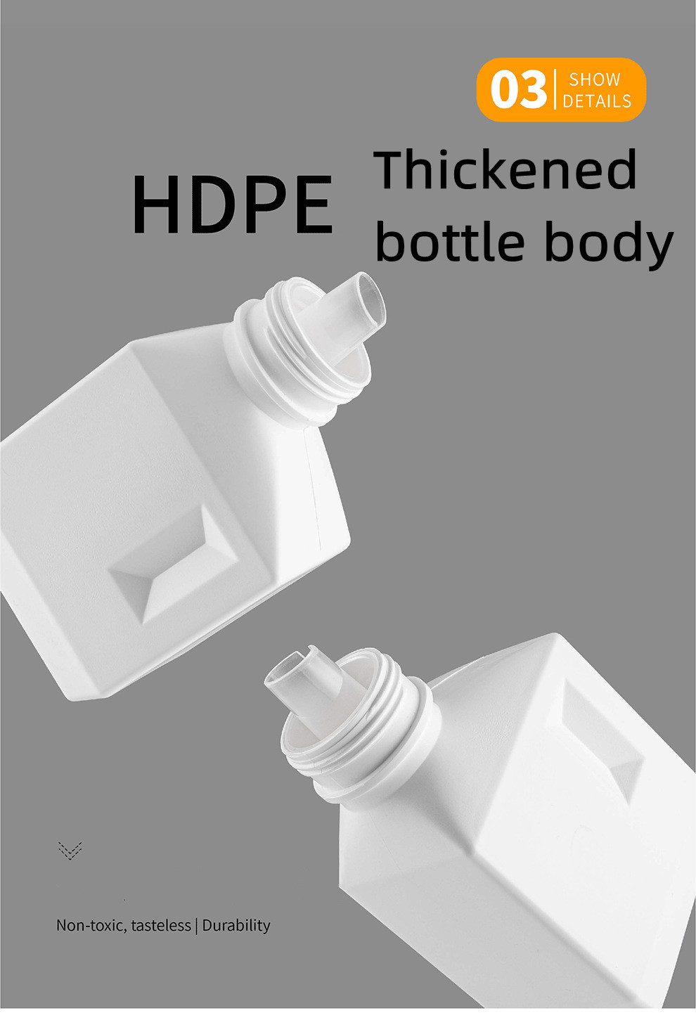 Square Empty HDPE 1l 2l Laundry Detergent Bottle With Screw Cap