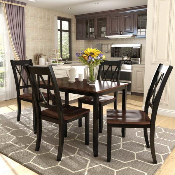 Cheap Tomile 5 Piece Wood  Dining Table Set Home Kitchen Table And Chairs  50.7 lbs for sale