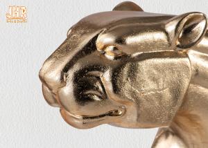 Quality Gold Leaf Polyresin Leopard Sculpture Fiber Glass Animal Table Statue Figurines wholesale