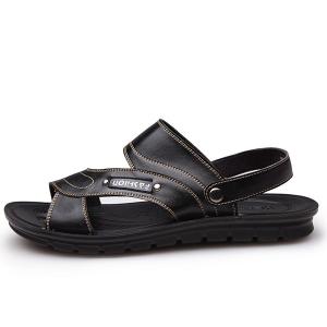 Quality Brown Mens Leather Summer Sandals , Casual Soft Bottom Sandals wholesale