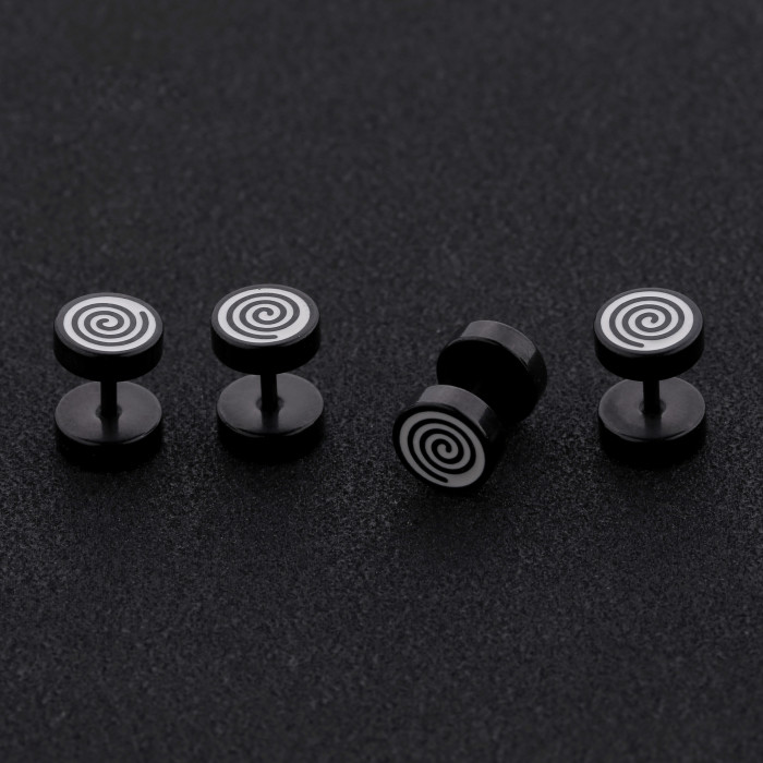High quality body piercing jewelry black circle stud earrings manufacturer